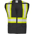 Ironwear Standard Polyester Mesh Safety Vest w/ Zipper & Radio Clips (Black/Large) 1287-BKZ-RD-LG